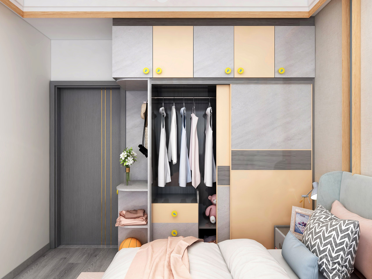 現代簡約風格兒童房衣柜
