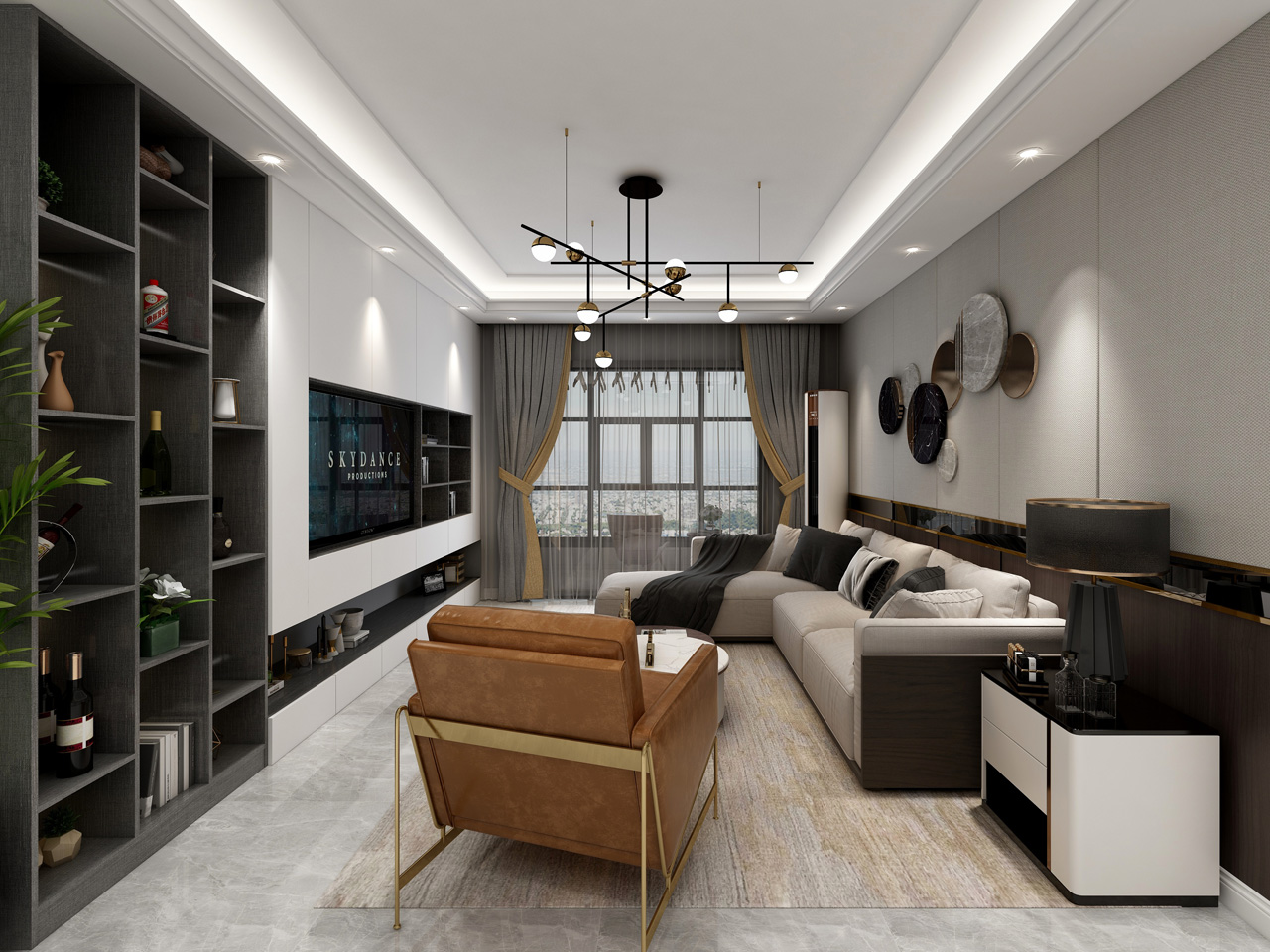 現代輕奢風格酒柜-木語絲韻生態板定制